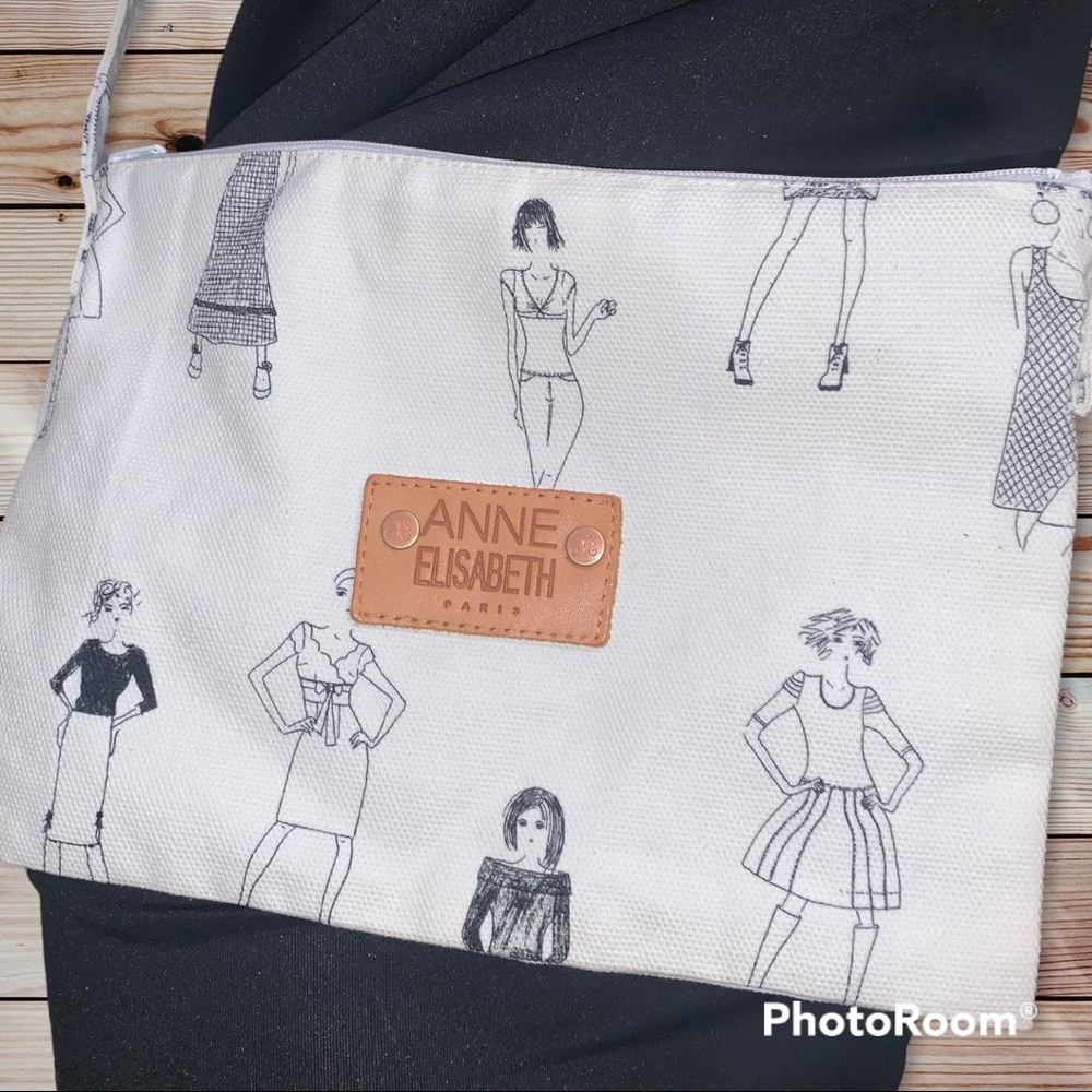 Crossbody Shoulder Bag Black White Cartoon Sketch Art Street Fashion Purse zip